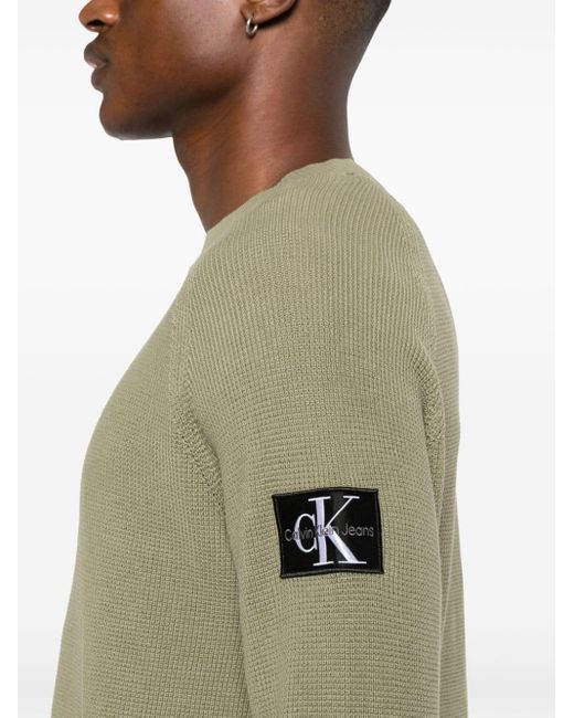 Calvin Klein Green Logo-patch Cotton Jumper for men