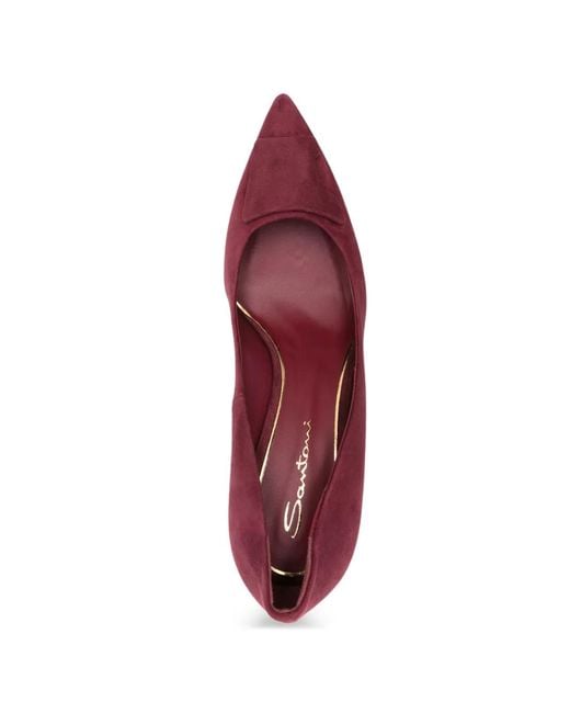 Santoni Red Pointed-Toe Pumps