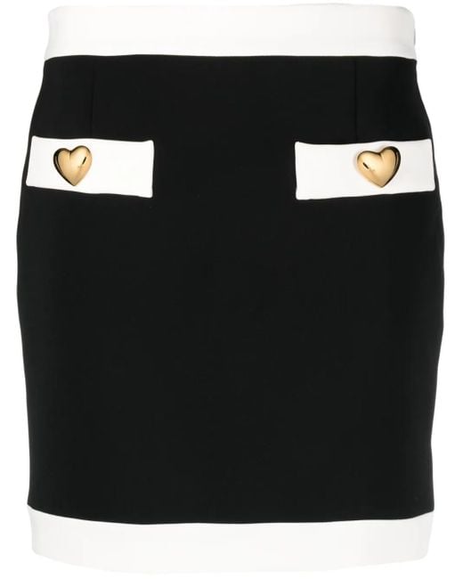 Moschino Black Heart-Shaped-Buttons Mini Skirt