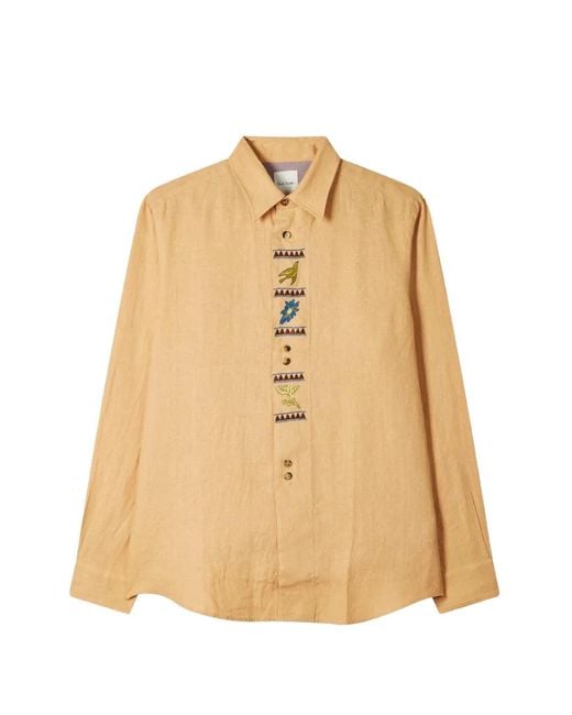 Paul Smith Natural Chemise À Broderies for men