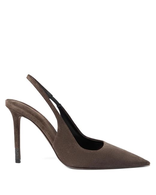 Brunello Cucinelli White Suede Slingback Pumps