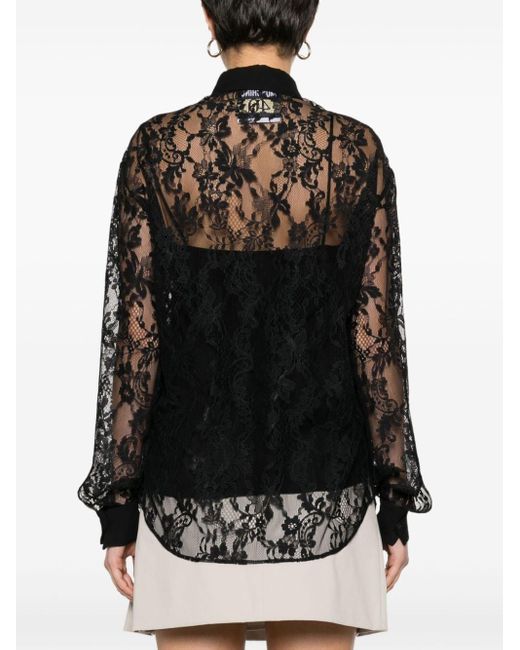 Moschino Black Floral-lace Button-up Shirt