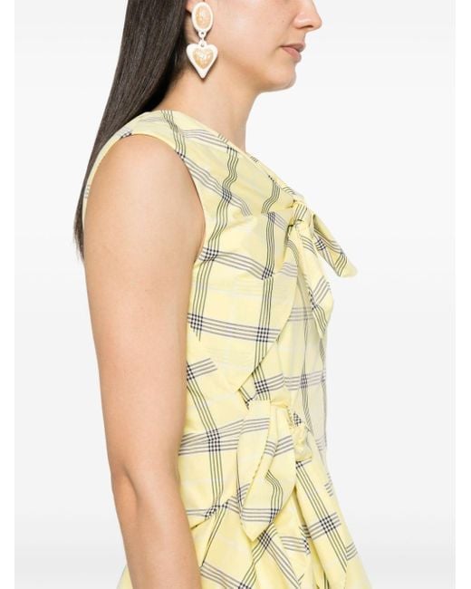 MSGM Check-pattern Sleeveless Dress in het Yellow