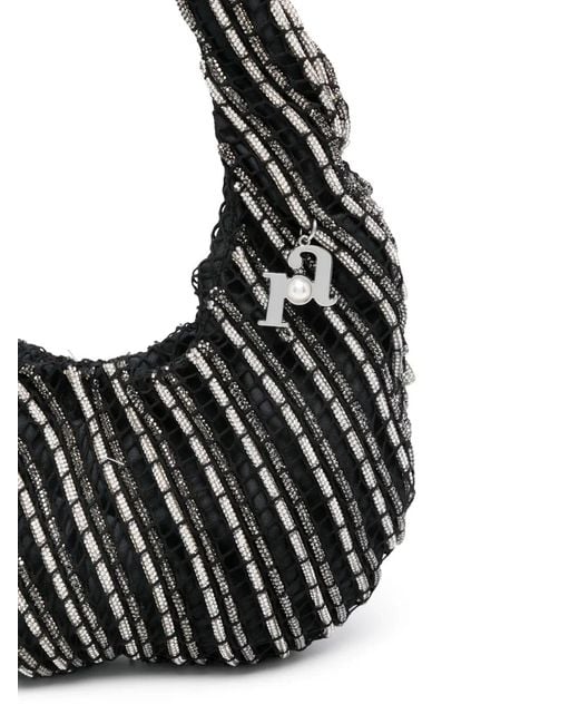 Rosantica Black Crystal Diagonal Stripe Tote