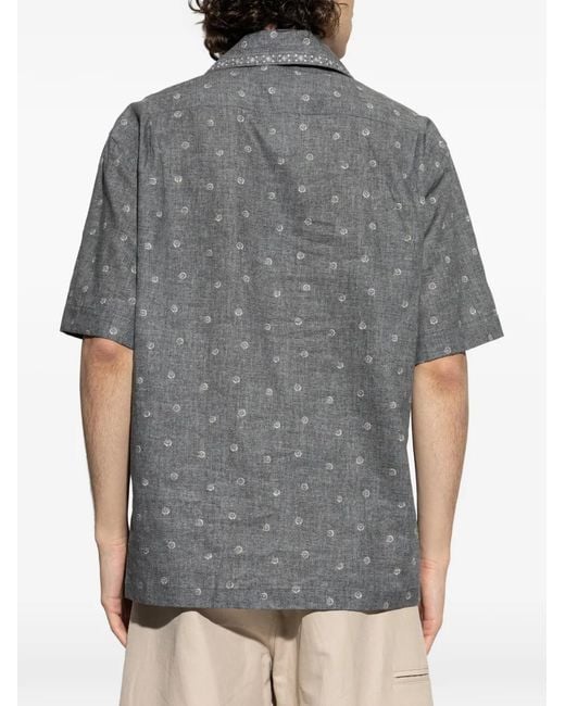 Eleventy Gray Collared Polka Dot Shirt for men