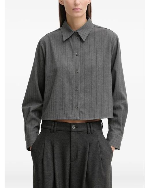 Marc O' Polo Gray Pinstripe Cropped Shirt