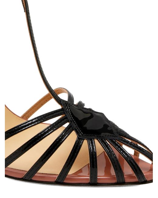 Francesco Russo Black T-Strap Cage Sandals