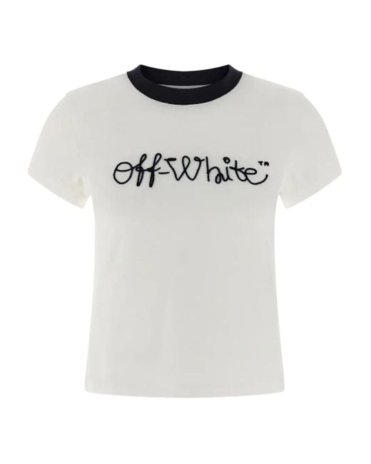 Off-White c/o Virgil Abloh Script Logo-embroidered T-shirt White