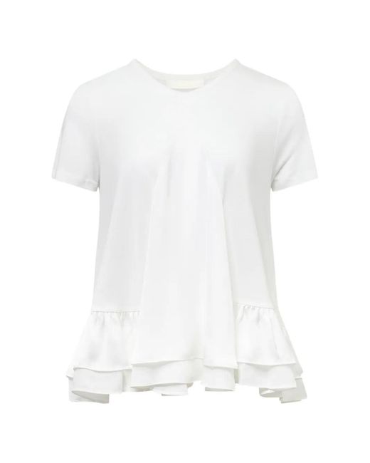 Club21 White Kayla Ruffled T-Shirt