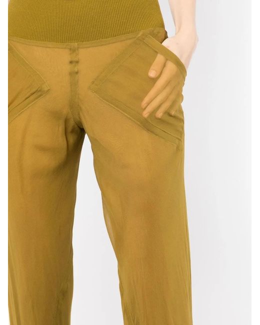 Rick Owens Yellow Sheer-Panelled Design Trousers