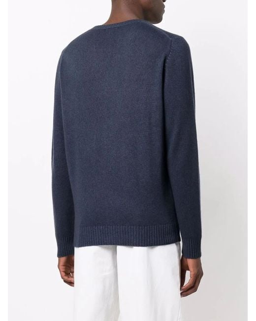 Malo Blue Crew-Neck Cashmere Jumper for men