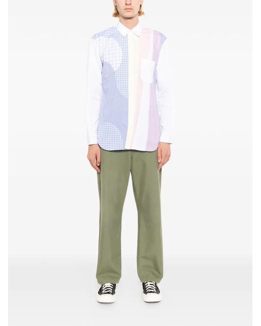 Comme des Garçons Blue Patchwork Gingham-Print Shirt for men