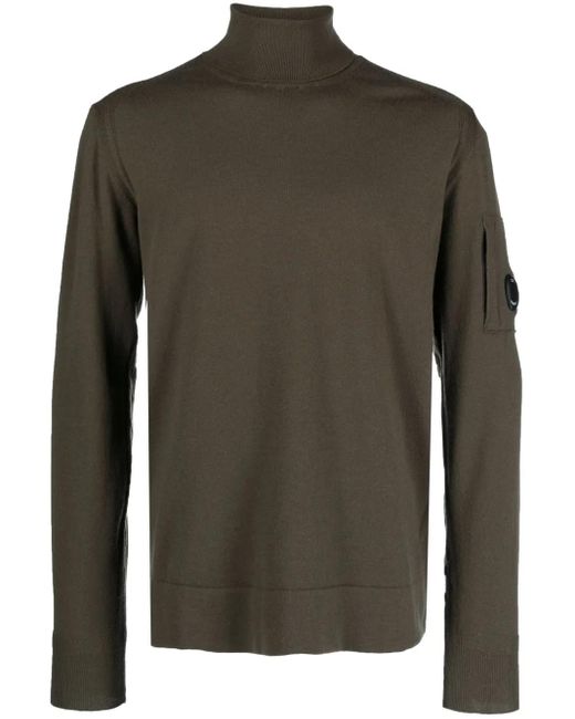 C P Company Green Lens-Detail Fine-Knit Jumper for men
