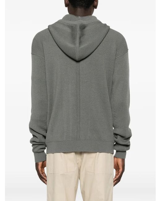 Rick Owens Hooded Zip-Up Cardigan in Gray for Men | Lyst