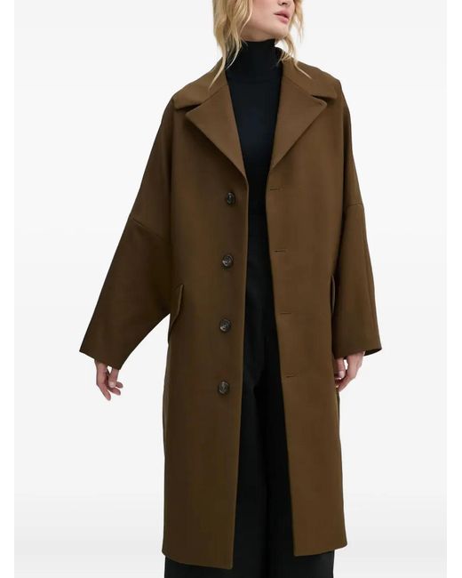 MM6 by Maison Margiela Brown Button-Fastening Wide-Sleeve Coat