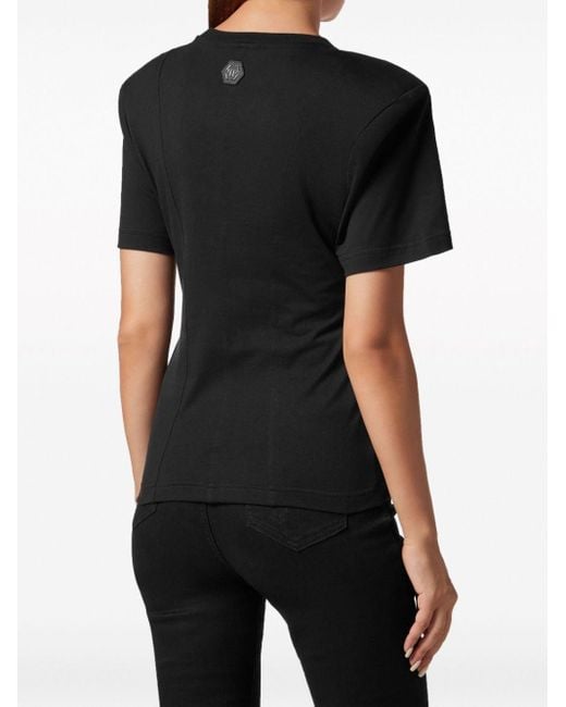 Philipp Plein Black Padded-shoulders Cotton T-shirt