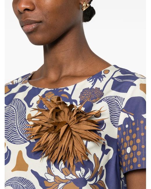 Clips Blue Floral-Appliqué Mini Dress
