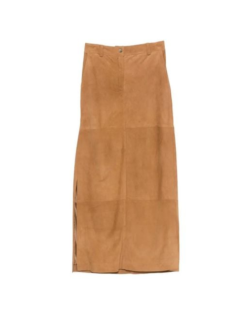 Erika Cavallini Semi Couture Brown Jupe À Empiècements À Fentes