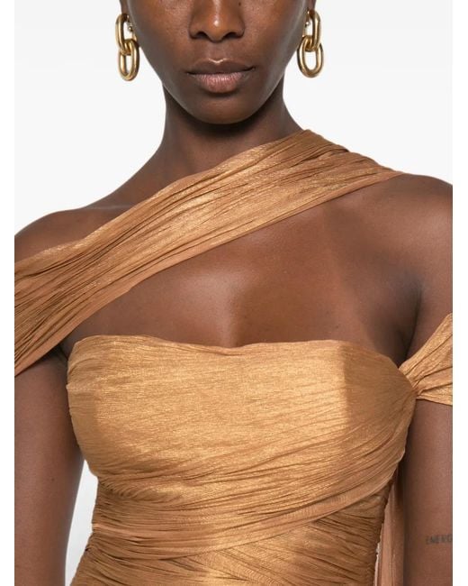 Maria Lucia Hohan White Marimar Pleated Strapless Maxi Dress