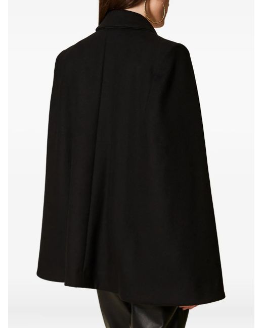 Twinset Black Wool-Blend Double-Breasted Coat