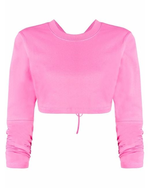 Haut crop Le T-shirt Piccola Jacquemus en coloris Pink