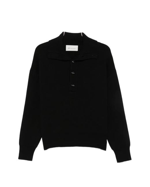 AMI Black Button-Up Sweater for men