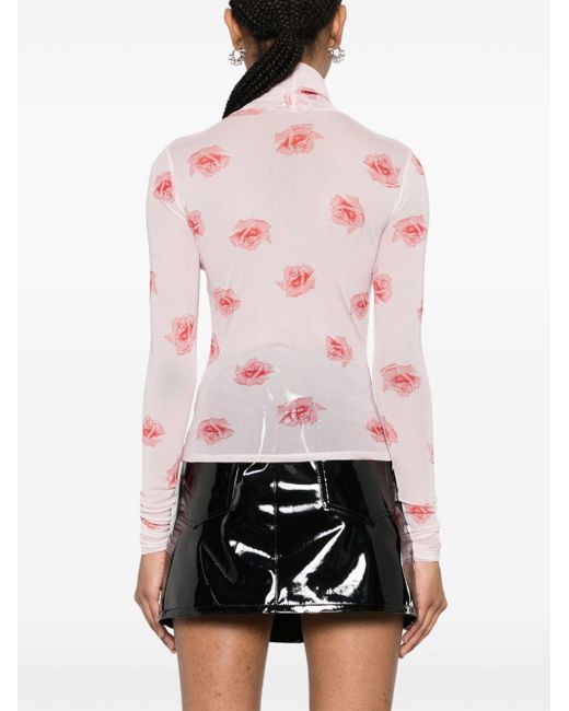 KENZO Pink Bluse mit Rosen-Print