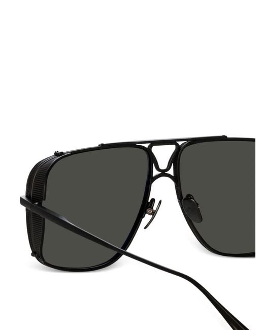 Linda Farrow Black Enzo Pilot-Frame Sunglasses