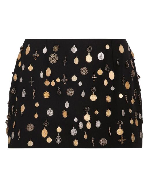 Dolce & Gabbana Black Charm-Embellished Mini Skirt