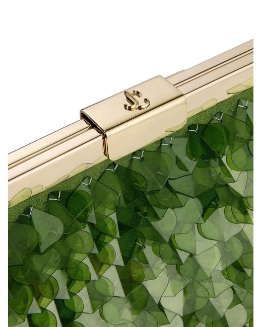 Jimmy Choo Green Ganache Sequin-Embellished Clutch Bag