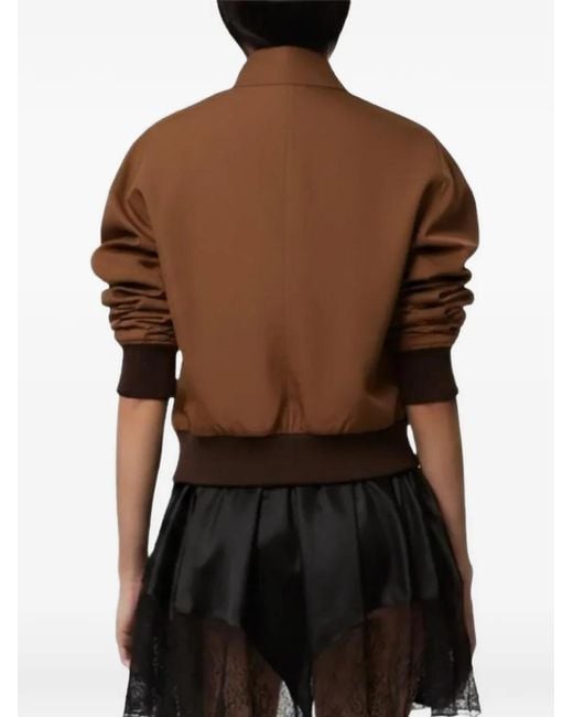 Nina Ricci Brown Scarf-Detail Ottoman Fitted Jacket