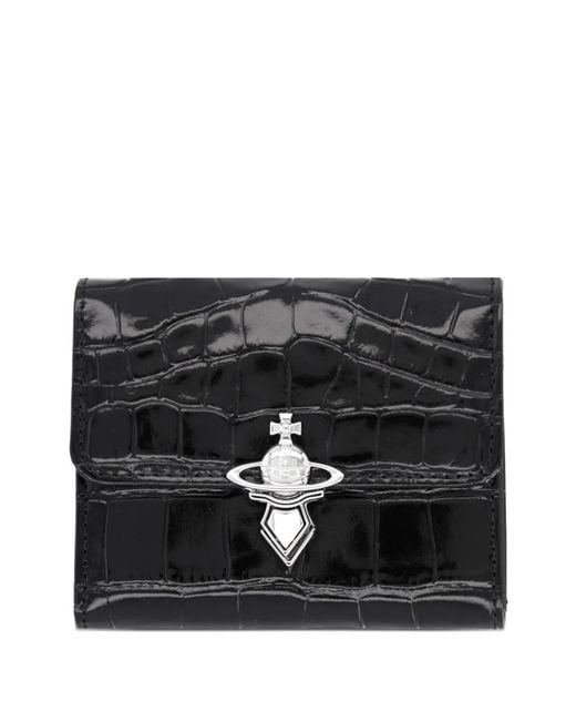 Vivienne Westwood Black Orb Croc-Effect Leather Wallet
