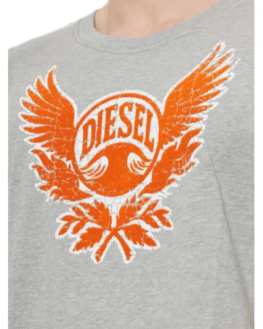 DIESEL Gray T-Norm-Aa4 Logo-Print Cotton T-Shirt for men