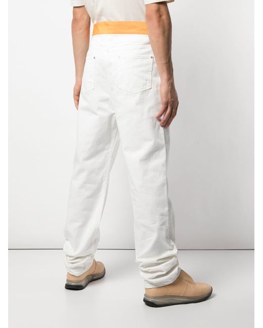 Maison Margiela Denim Loose Fit Belted Jeans in White for Men - Lyst