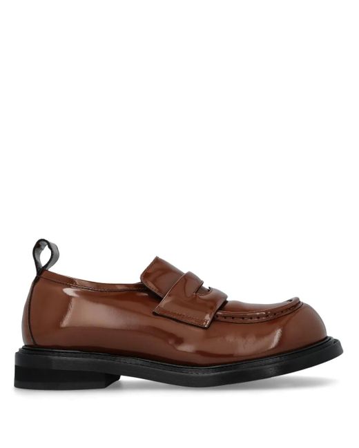 Moschino Brown Patent-Leather Loafers