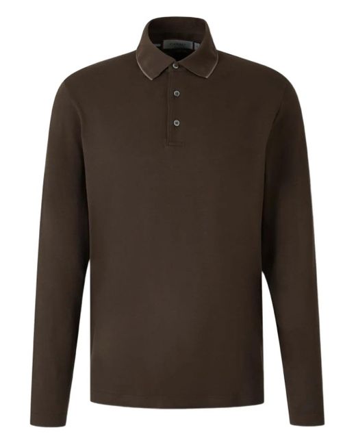 Canali Poloshirt Met Geribbelde Afwerking En Lange Mouwen in het Brown voor heren