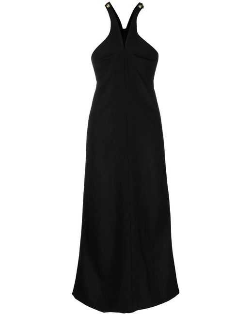 Rosetta Getty Black Cross-Neck Sleeveless Midi Dress
