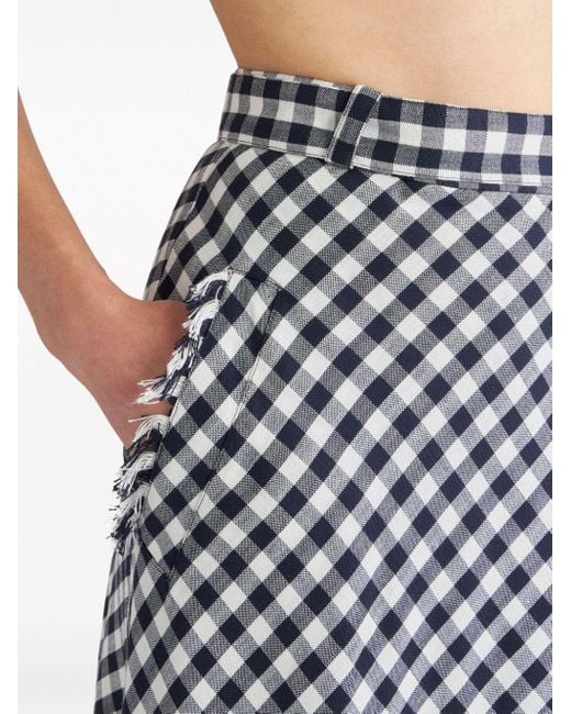 Etro White Gingham-check Wrap Midi Skirt