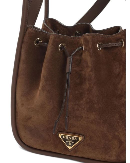 Prada Brown Kleine Tote Bag Mit Logo-Schild