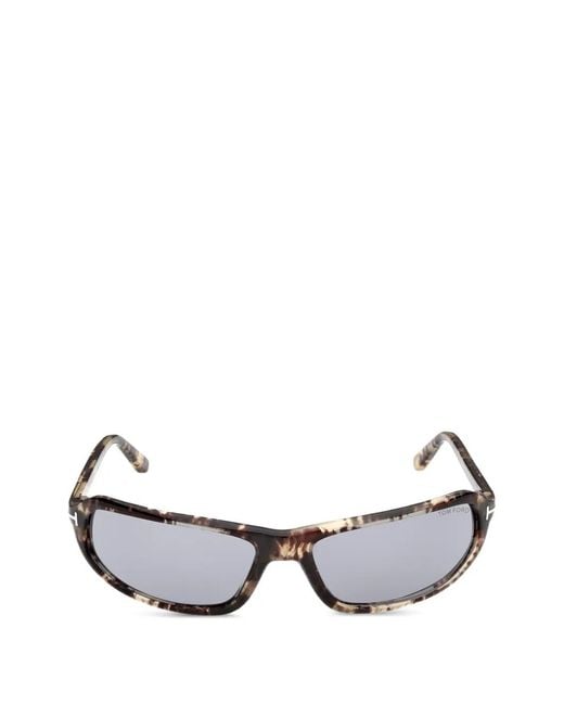 Tom Ford Brown Tortoiseshell-Effect Rectangle-Frame Sunglasses
