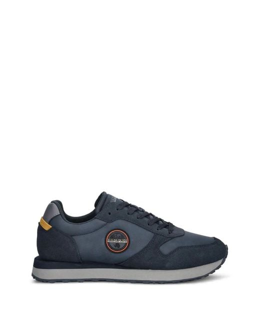 Napapijri Blue Nova Logo-Patch Sneakers for men