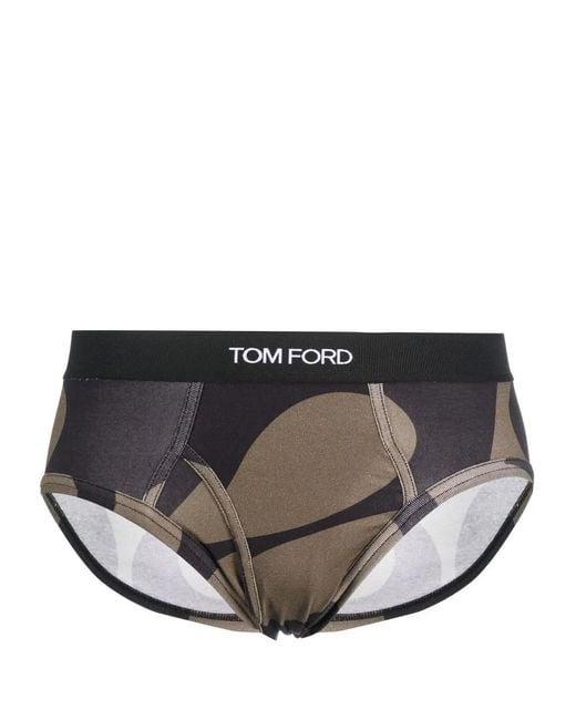 Tom Ford Gray Logo Waistband Briefs for men