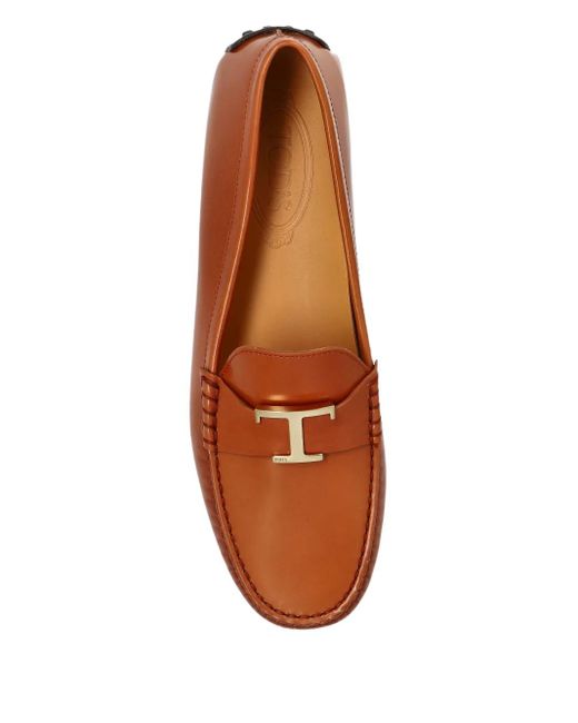 Tod's Brown T Timeless Leather Loafers