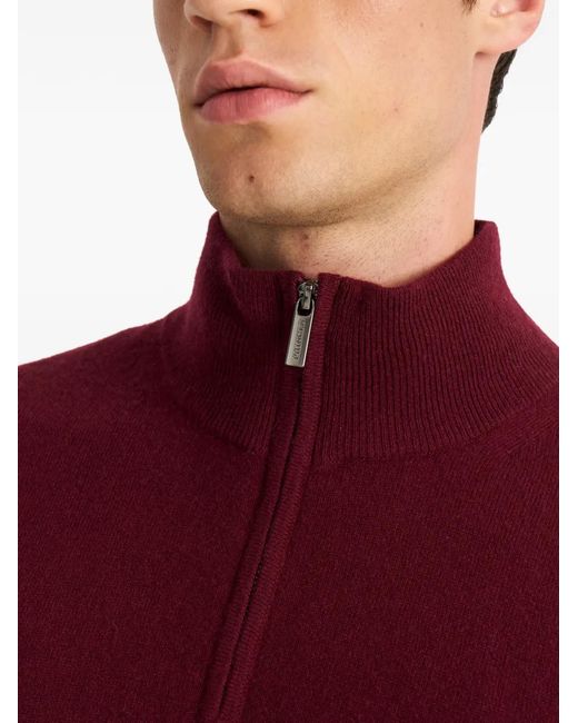 Pringle of Scotland Red Quarter-Zip Cashmere Sweater for men