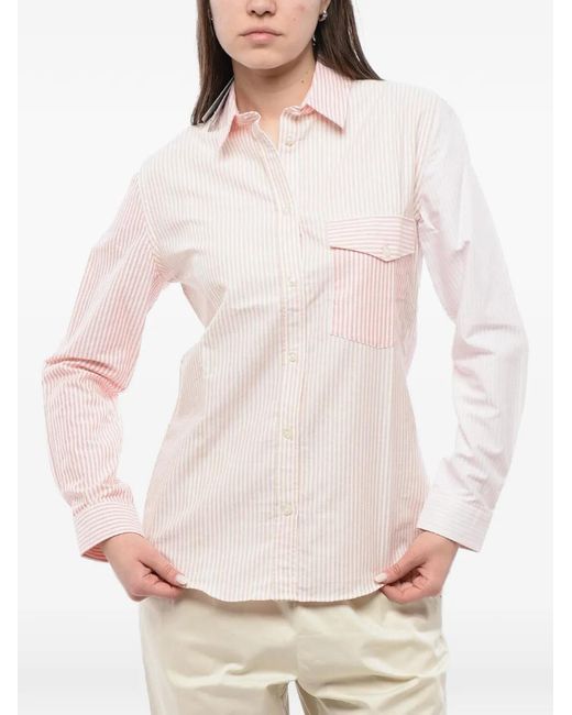 Woolrich Natural Striped Chest-Pocket Cotton Shirt