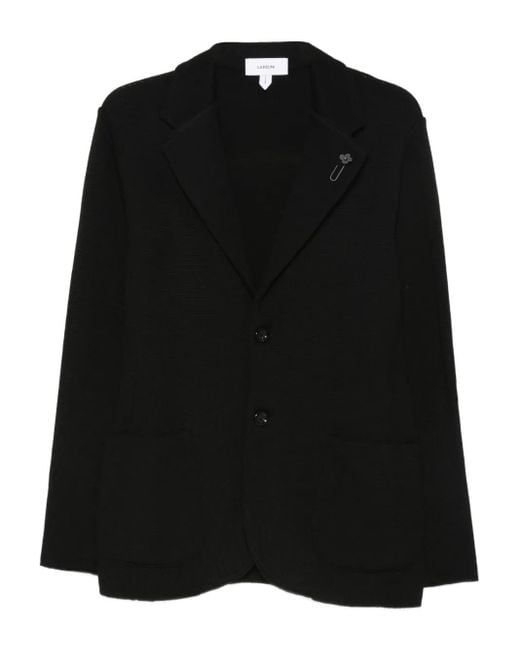 Blazer de lana con bolsillo de parche Lardini de hombre de color Black