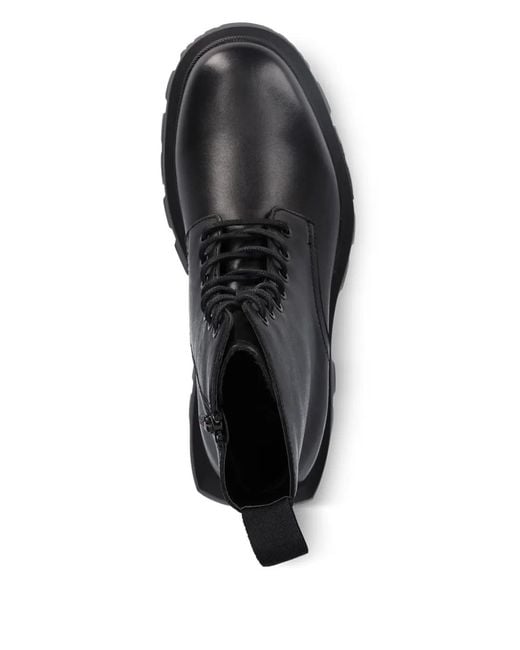 HUGO Black Lace-Up Lug-Sole Boots for men