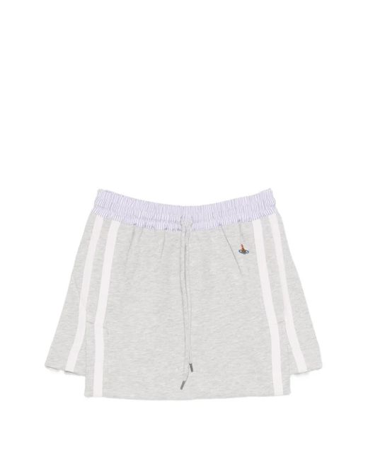 Vivienne Westwood White Stripe-Waist Drawstring Mini Skirt