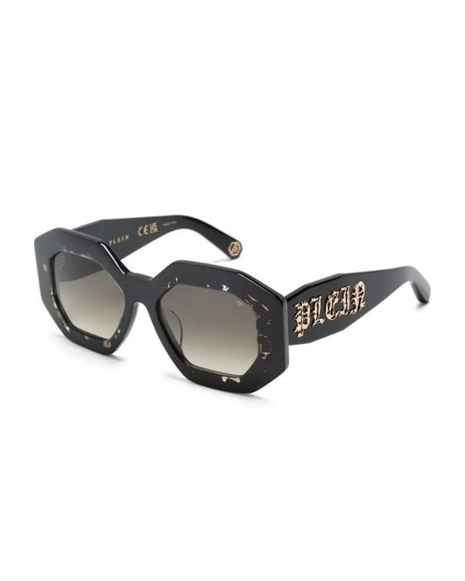 Philipp Plein Black Geometric-Frame Sunglasses