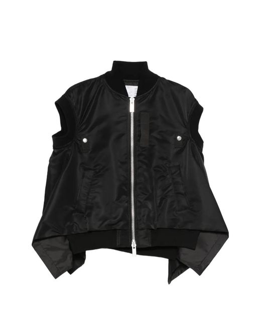 Sacai Black Nylon Zipped Vest